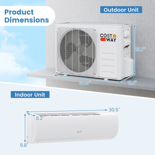 EchoCool Series 11500 BTU 208/230V Mini Split Air Conditioner and Heater Pump System